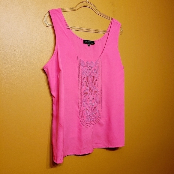Eloquii | Hot Pink Embroidered Beaded Tank Blouse (Size 18/20) - Picture 11 of 15